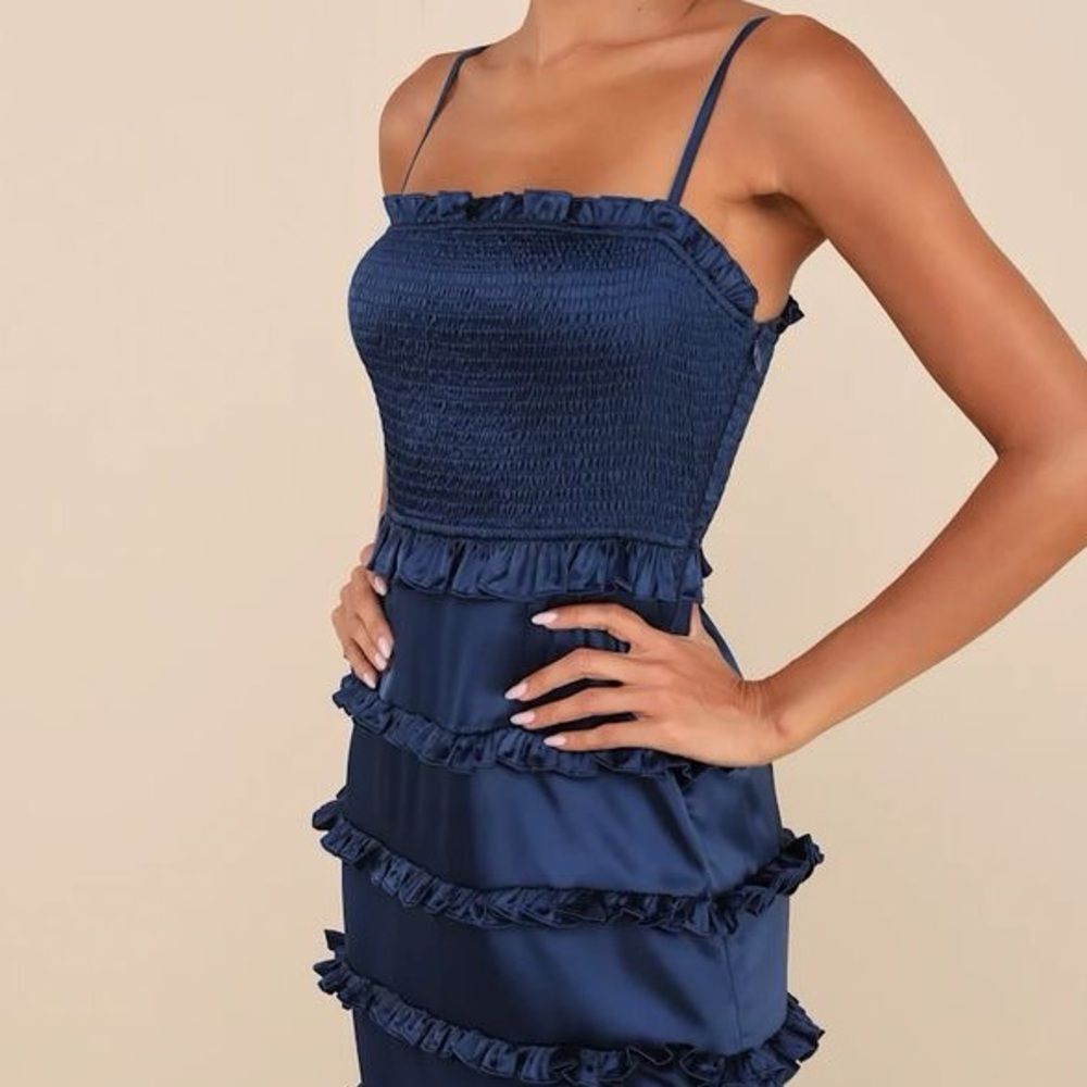 Lulu's Navy Blue Ruffle Maxi Dress - Picture 5 of 10